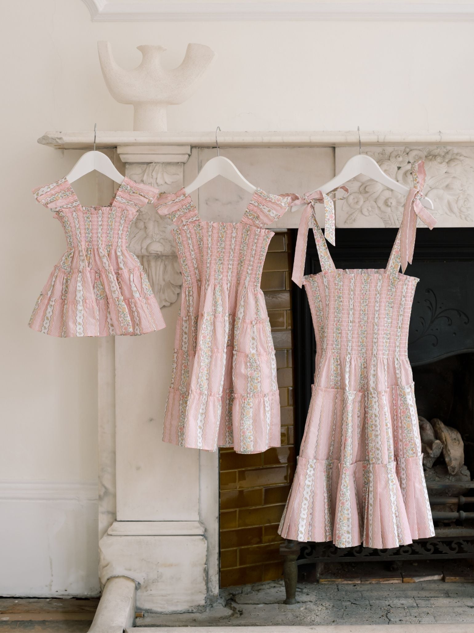 Hill House Home X La Coqueta Pink Floral Stripe Ribbon Charlotte Nap Dress