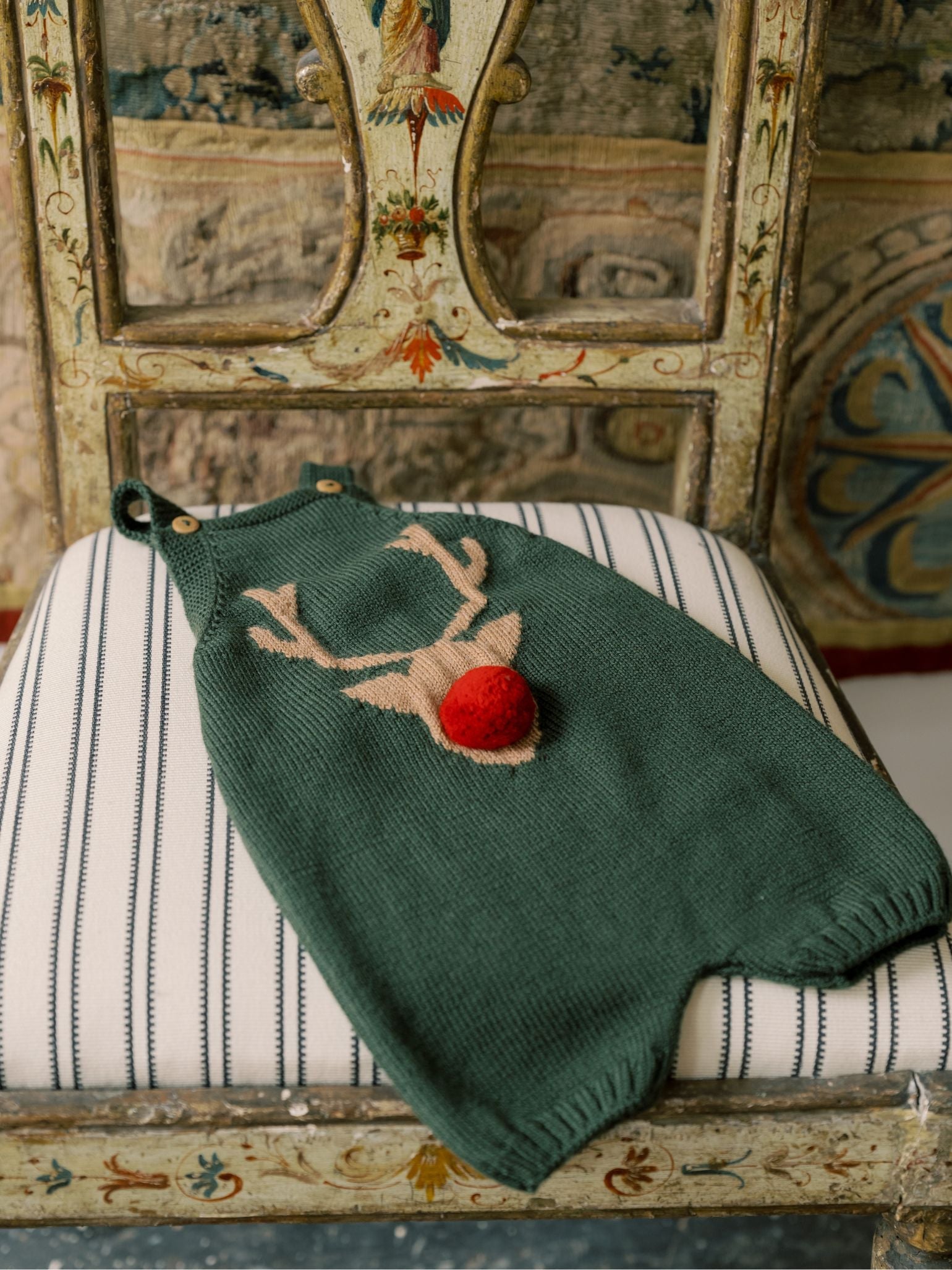 Bottle Green Reno Merino Baby Knitted Dungarees