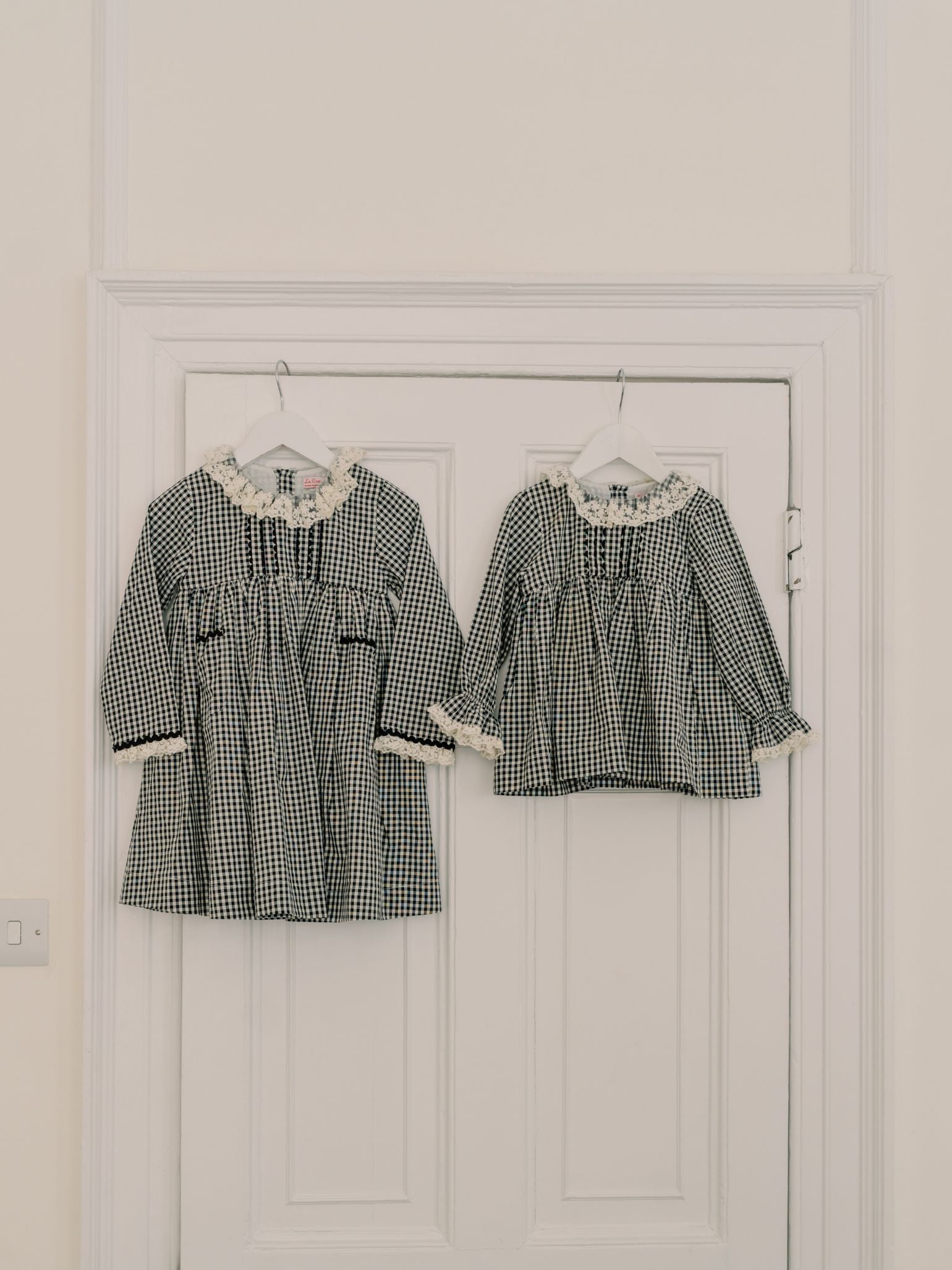 Black Gingham Aurelia Girl Empire Dress