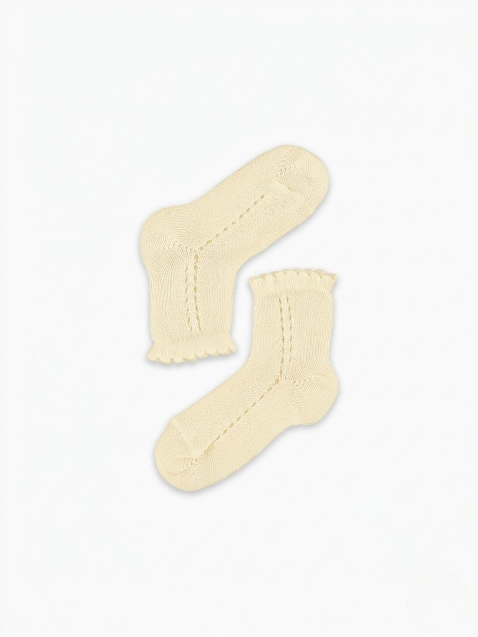 Pale Yellow Openwork Short Socks