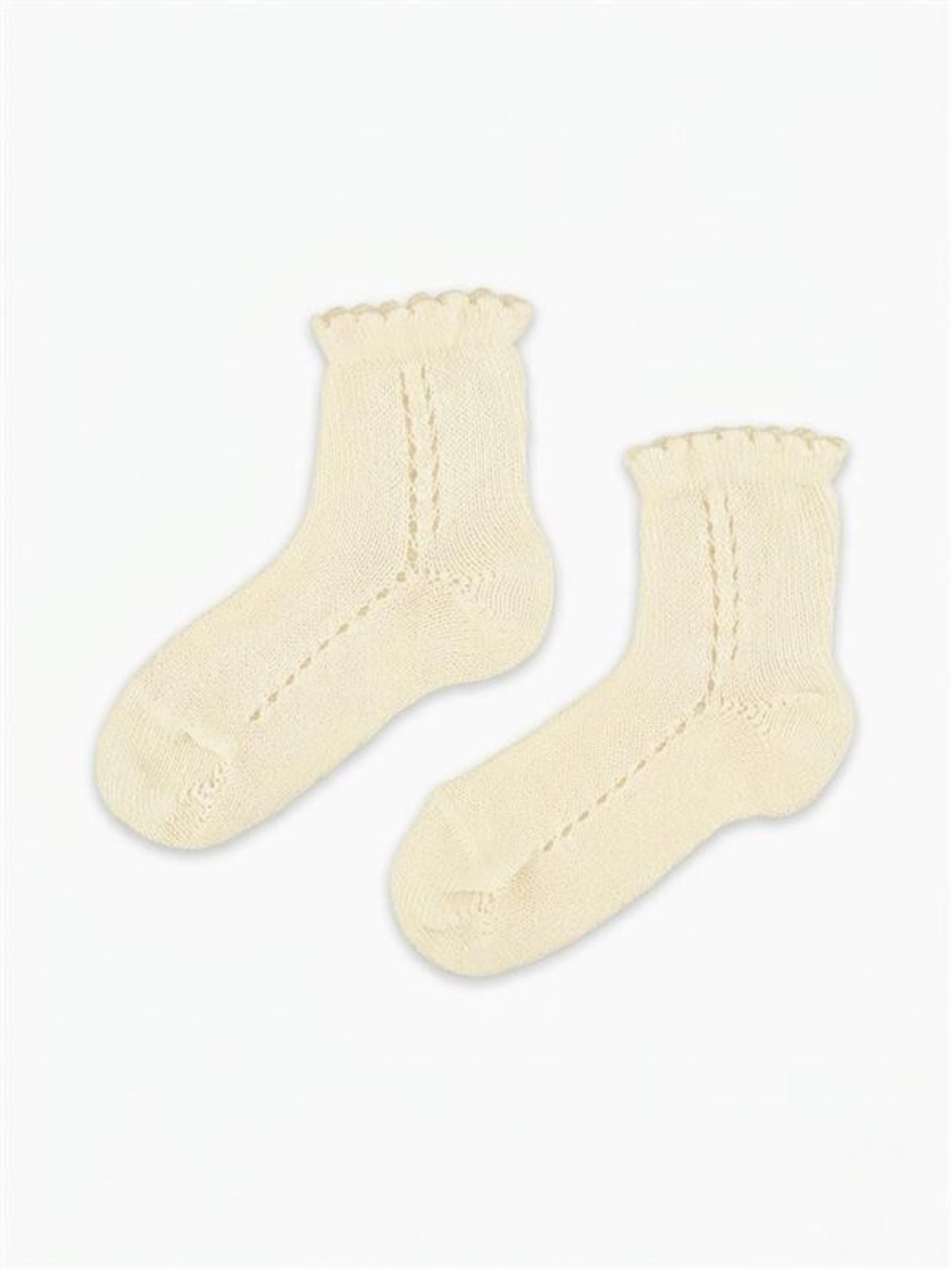 Off White Openwork Short Girl Socks | La Coqueta Kids US
