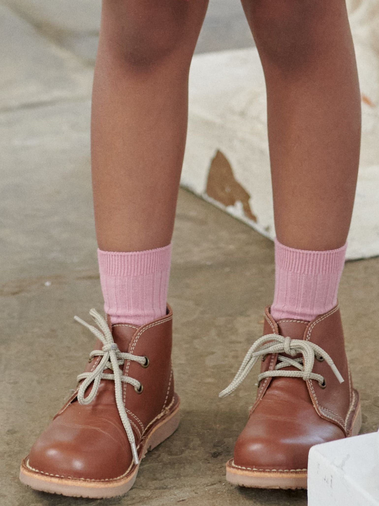 Dark Tan Leather Kids Desert Boots