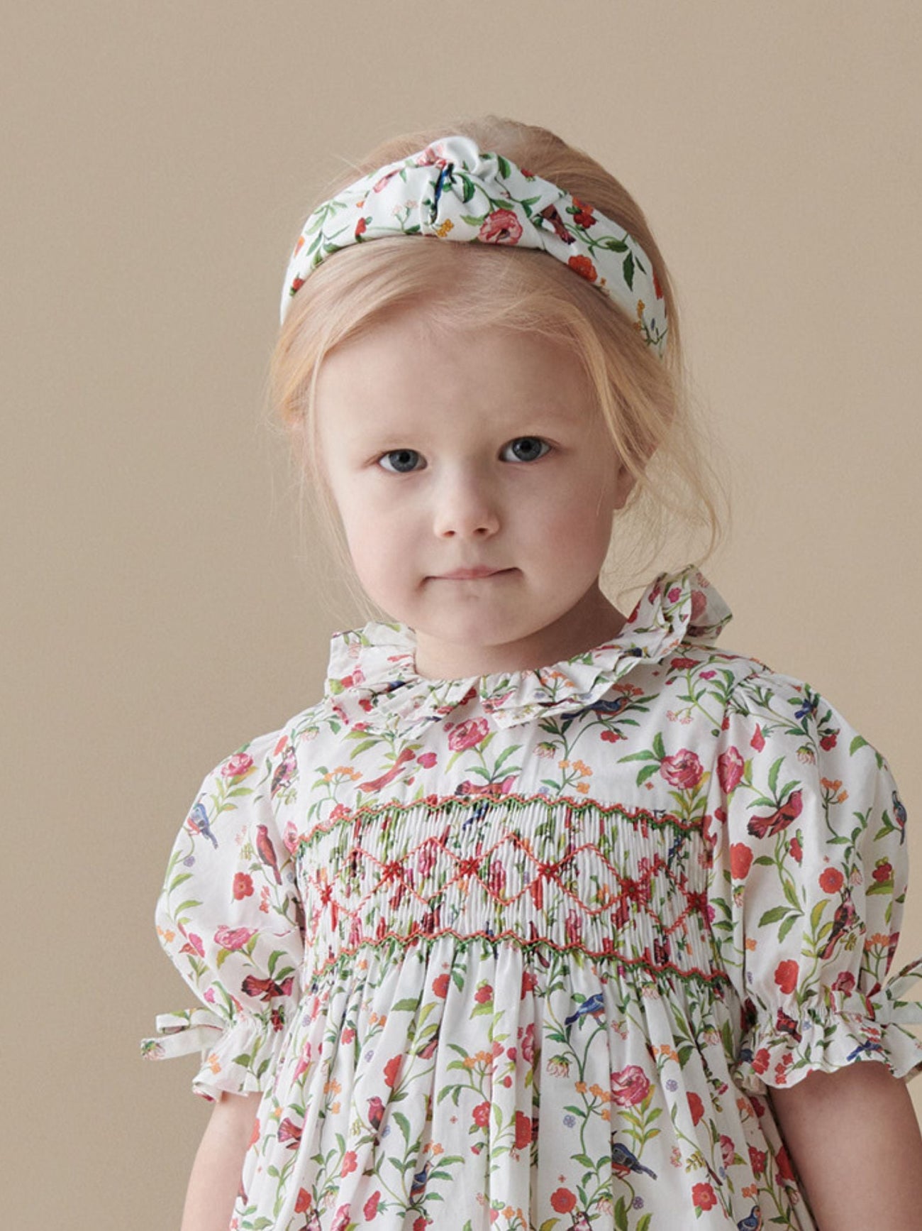 Ivory Bird Floral Girl Top Knot Hairband