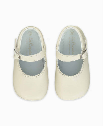 Ivory Leather Baby Mary Jane Shoes