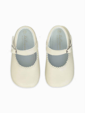 Ivory Leather Baby Mary Jane Shoes