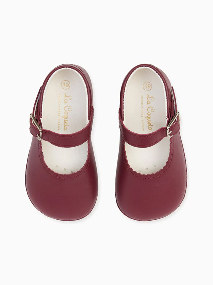 Burgundy Leather Baby Mary Jane Shoes