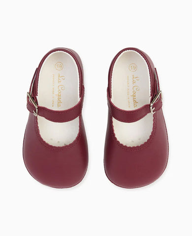 Burgundy Leather Baby Mary Jane Shoes