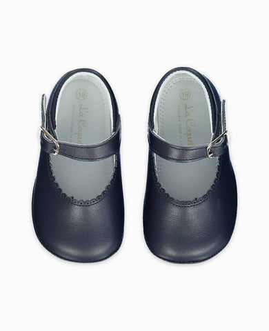 Navy Leather Baby Mary Jane Shoes