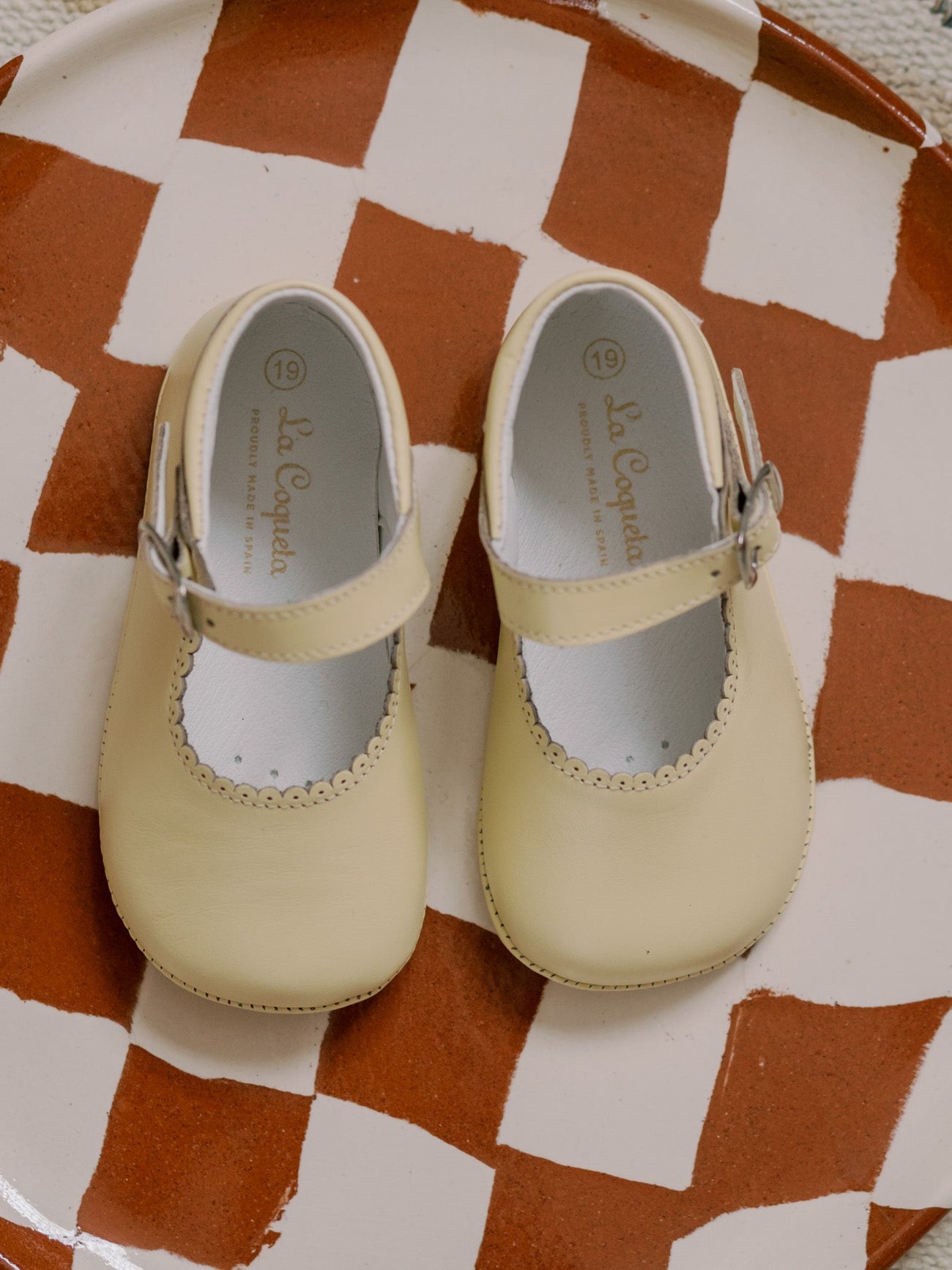 Pale Yellow Leather Baby Mary Jane Shoes