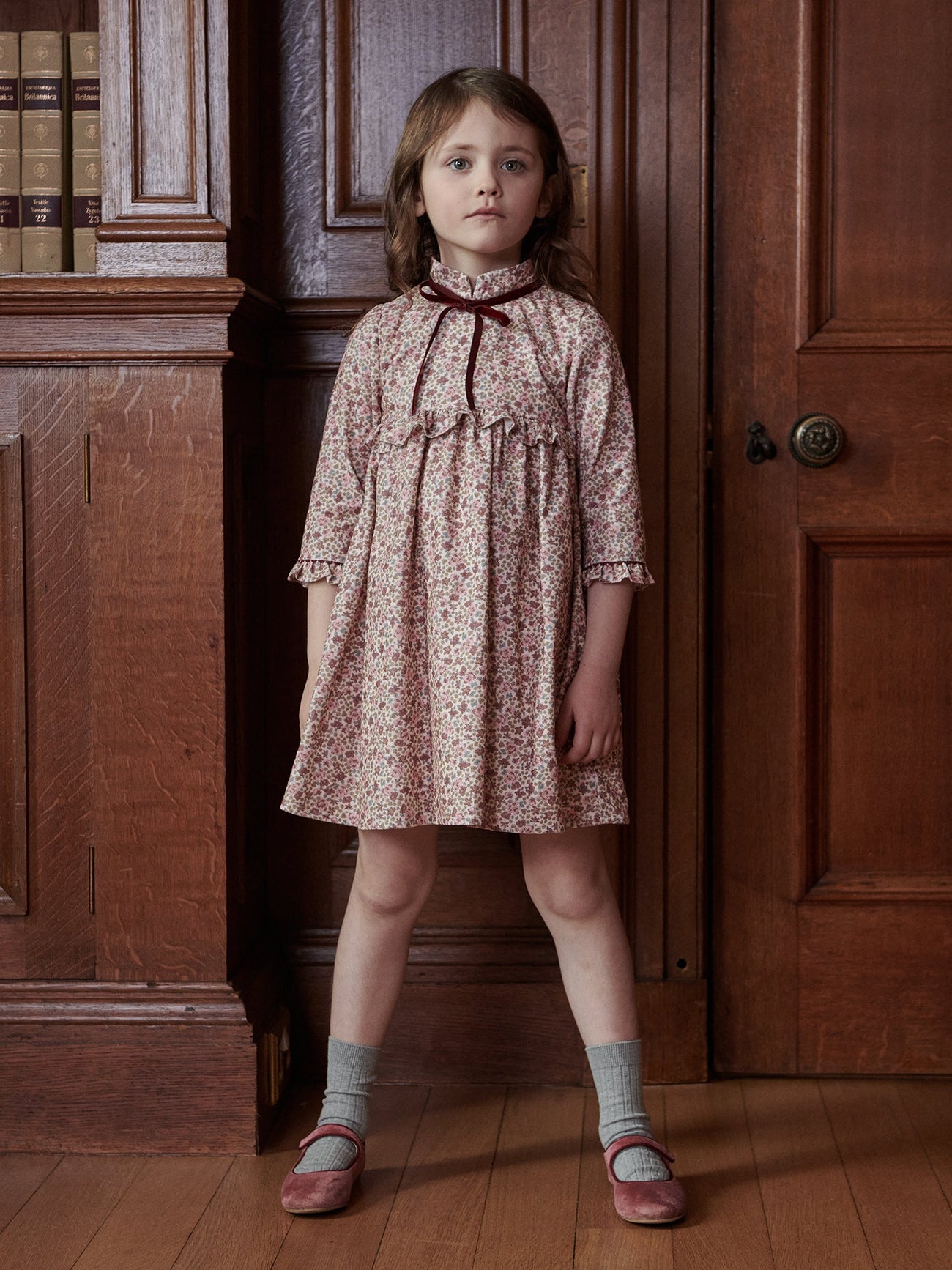 Pink Floral Palmira Girl Empire Dress