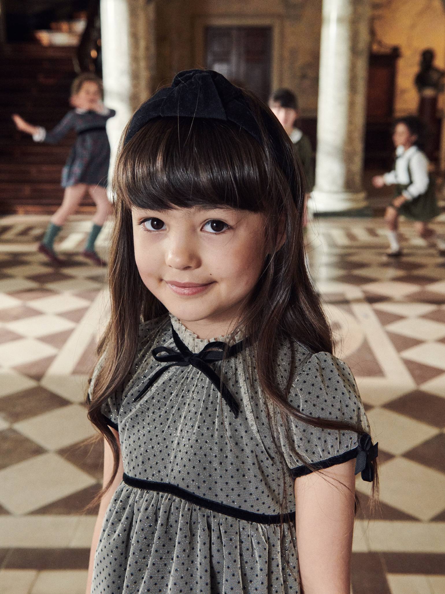 Black Polka Dot Palomina Girl Empire Dress