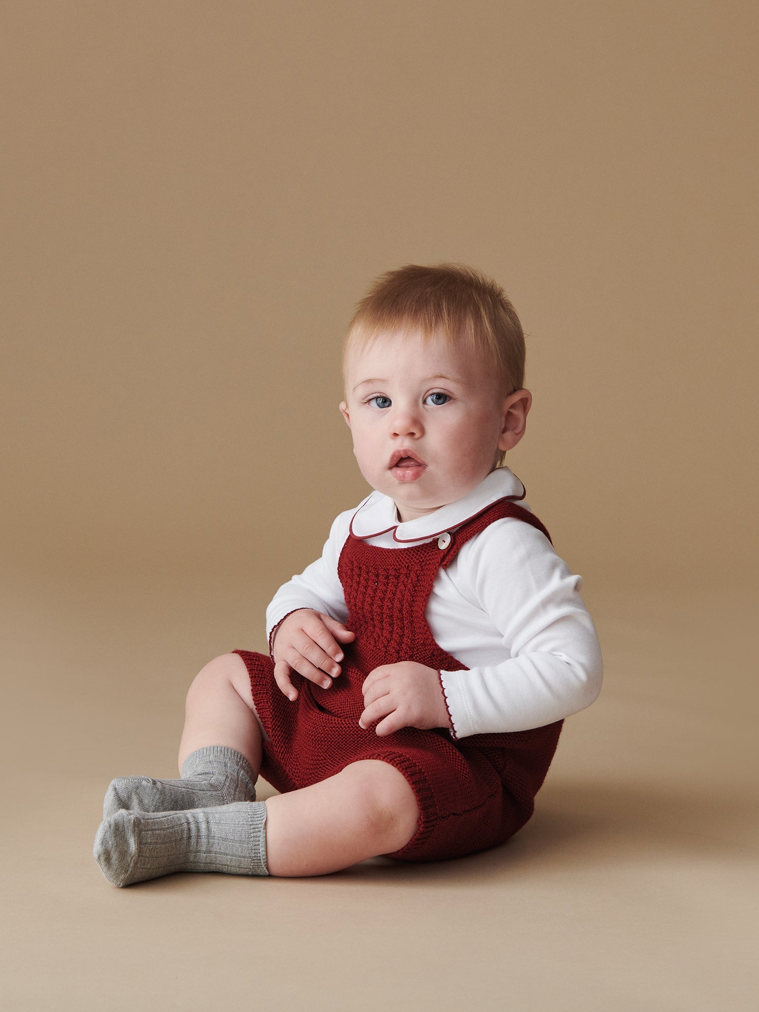 Burgundy Rubino Merino Baby Knitted Overalls