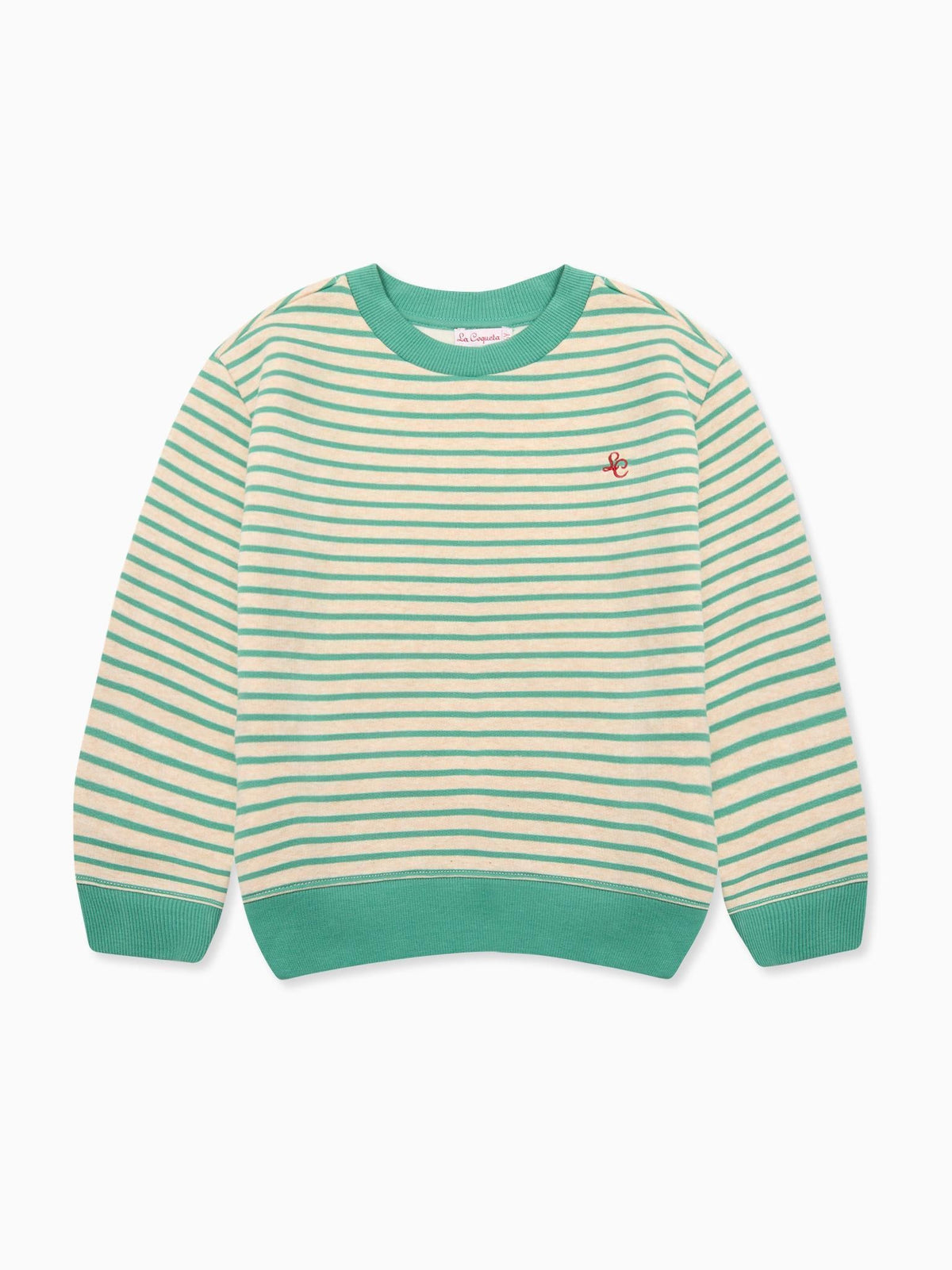 Sage Green Stripe Pernille Kids Sweatshirt