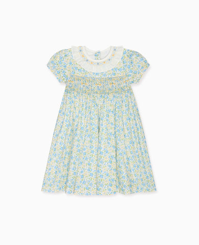 Green Floral Petra Girl Hand-Smocked Dress