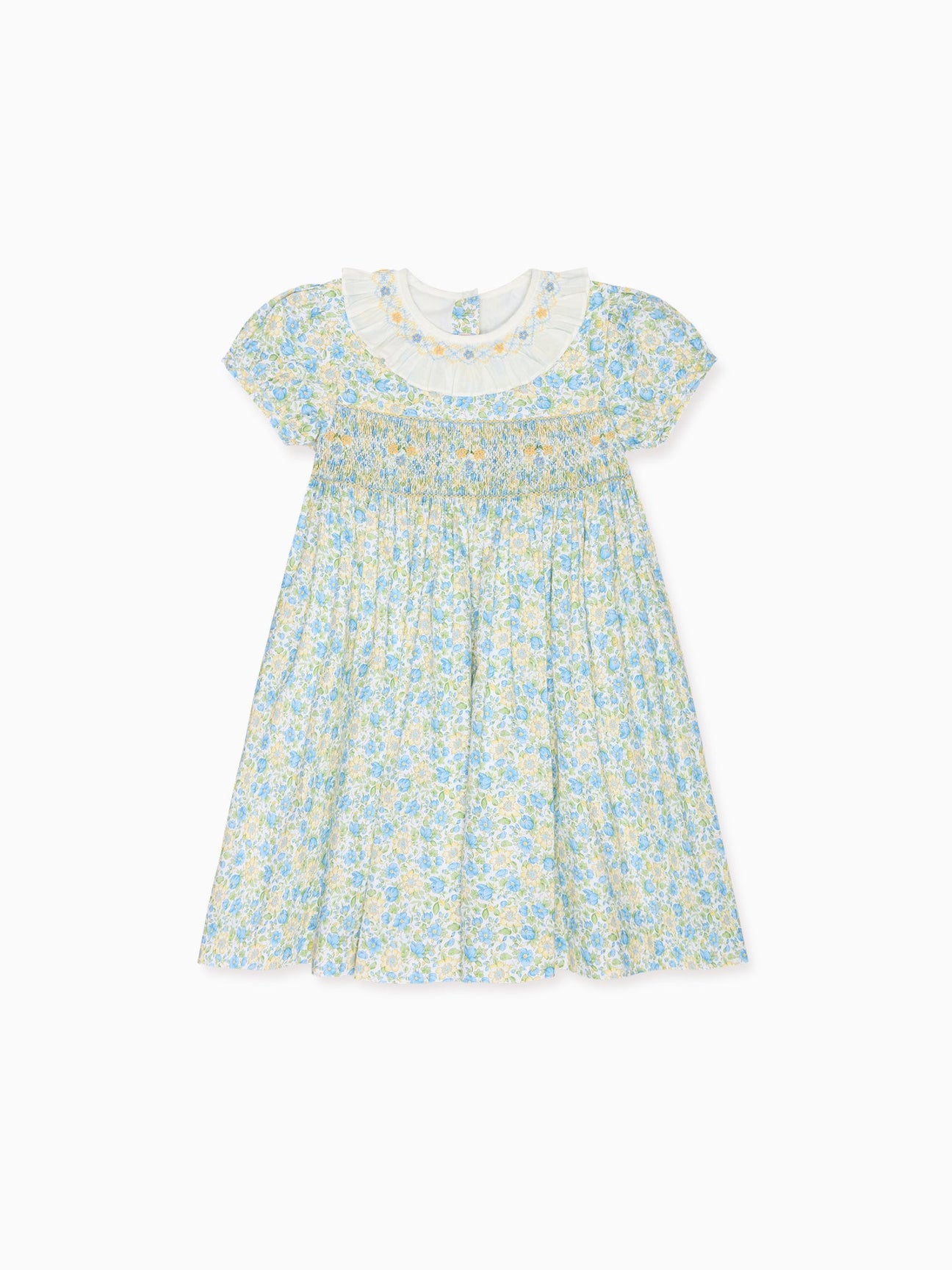 La Coqueta Kids - Green Floral Petra Girl Hand-Smocked Dress