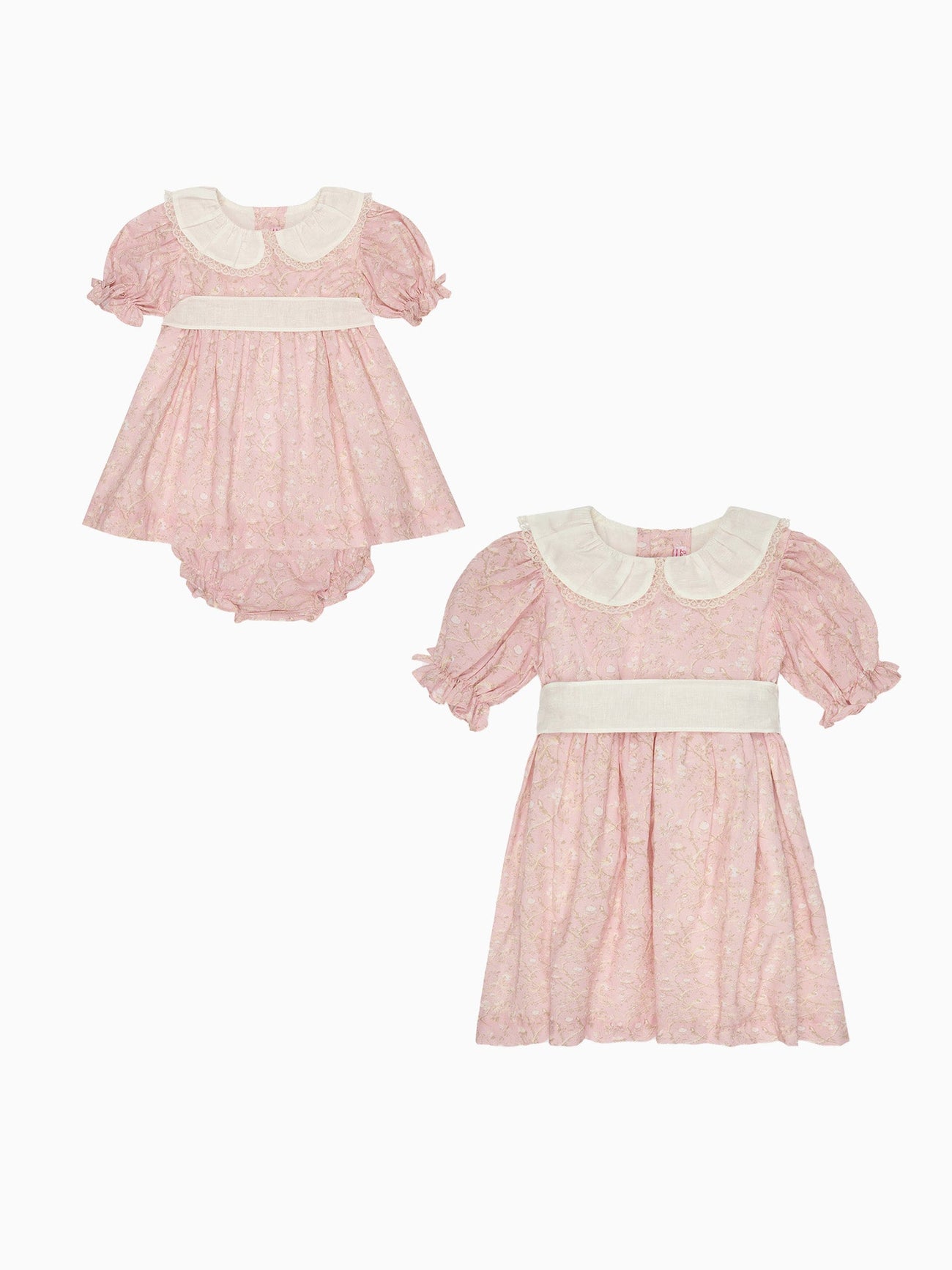 Amara Girl Dress & Teresa Baby Set Outfit Bundle