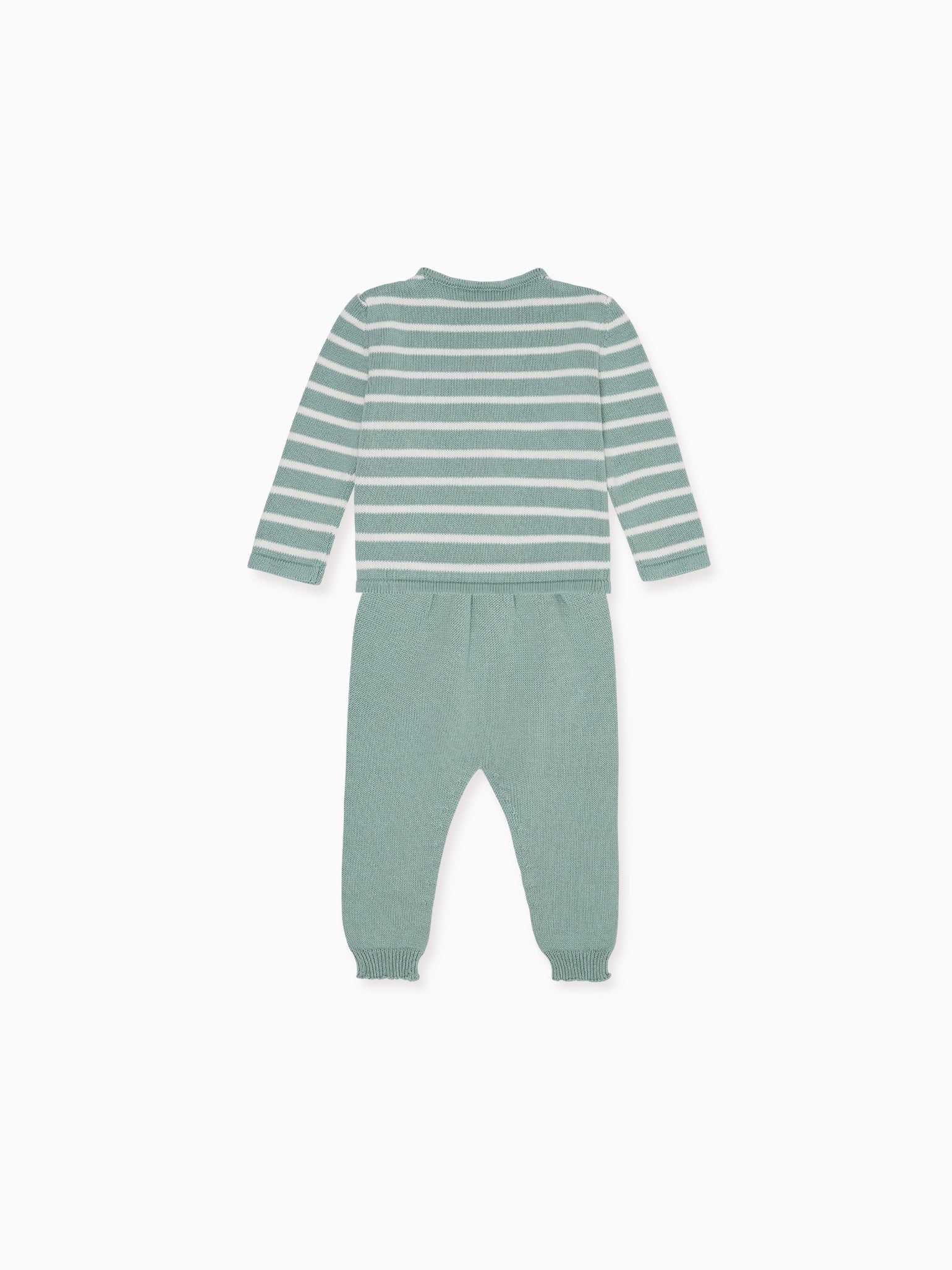 Sage Stripe Pinto Cotton Knitted Baby Set
