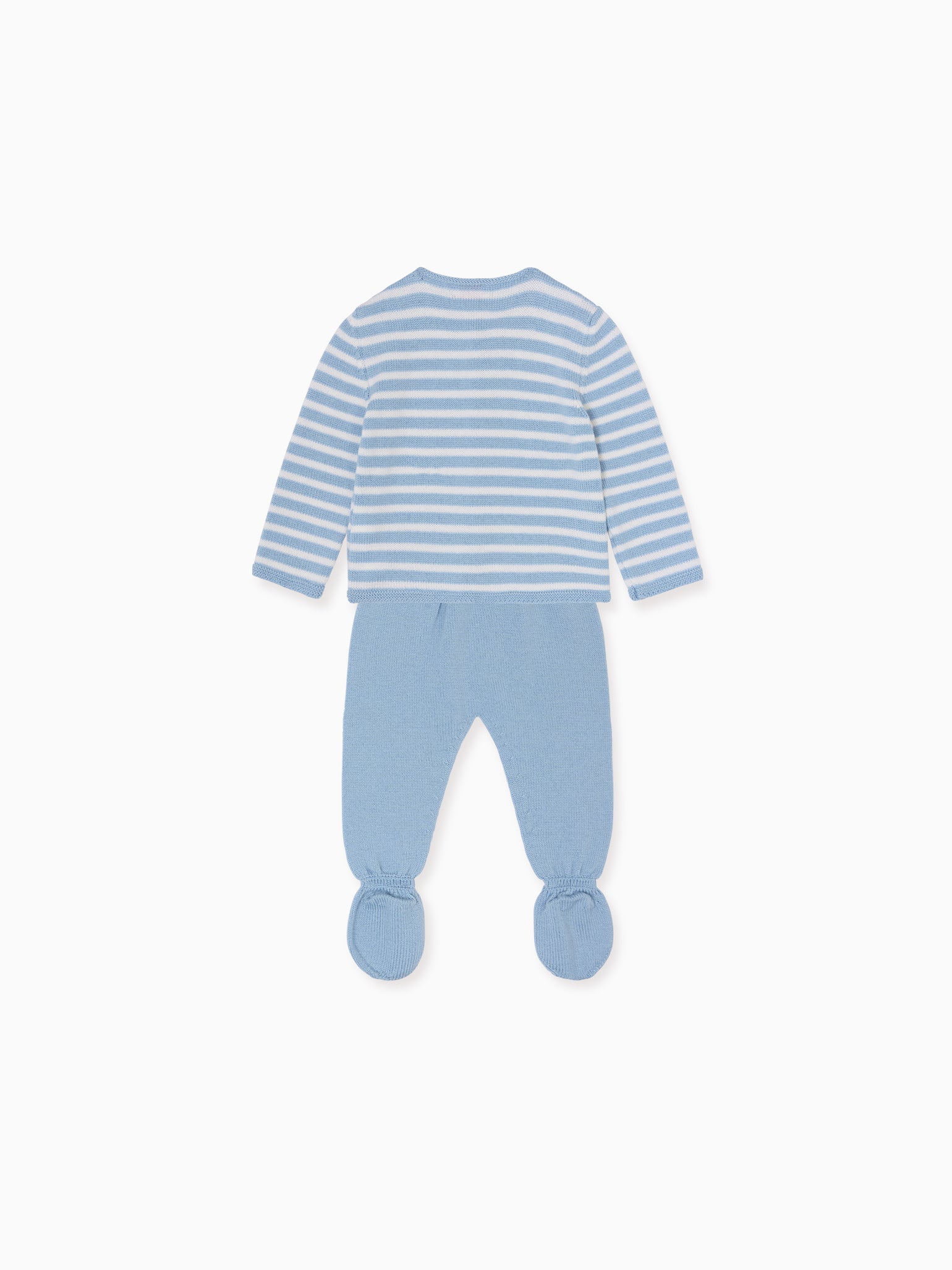 Dusty Blue Stripe Pinto Merino Baby Knitted Set