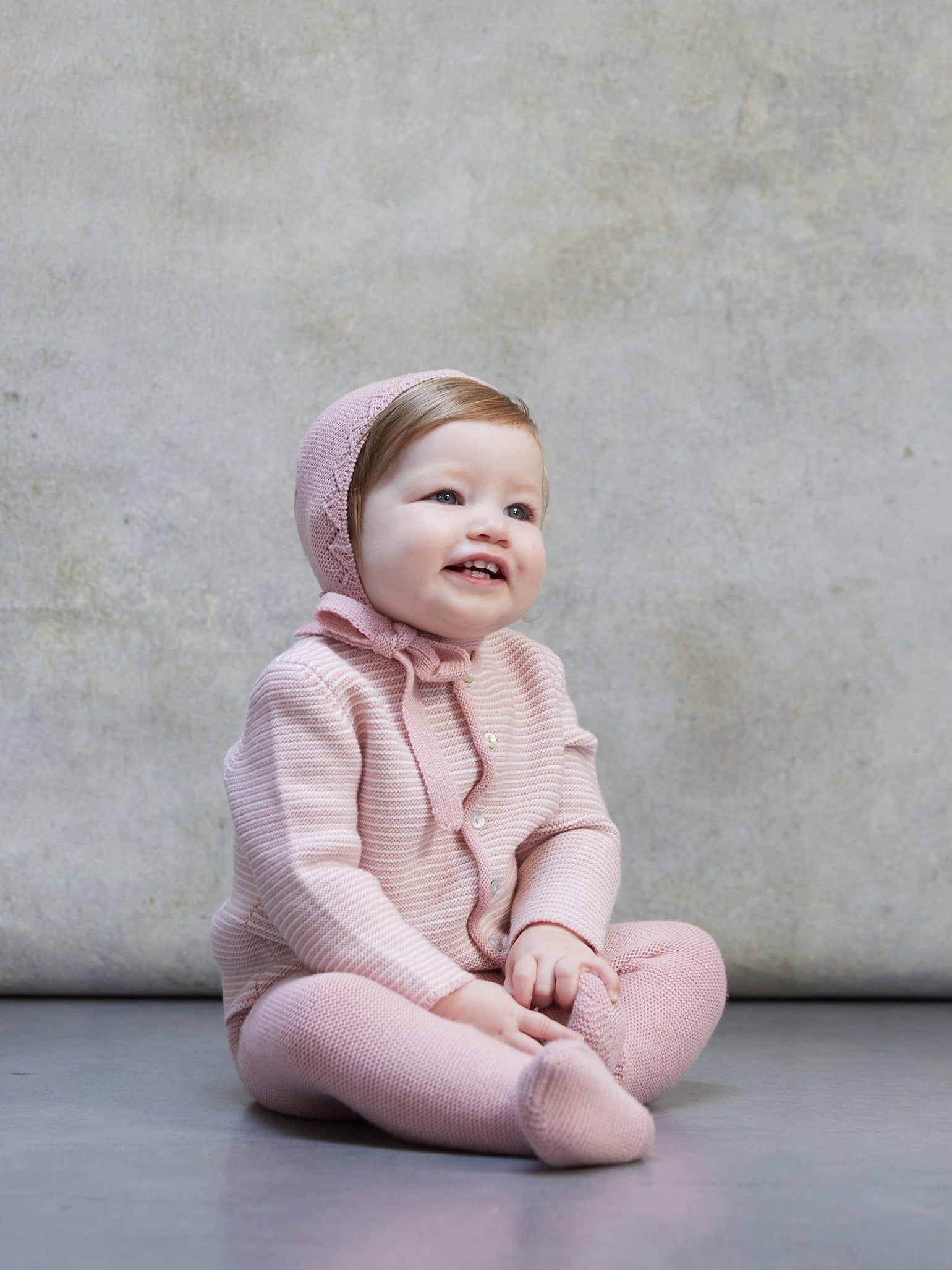 Pink Rixo Merino Baby Girl Bonnet