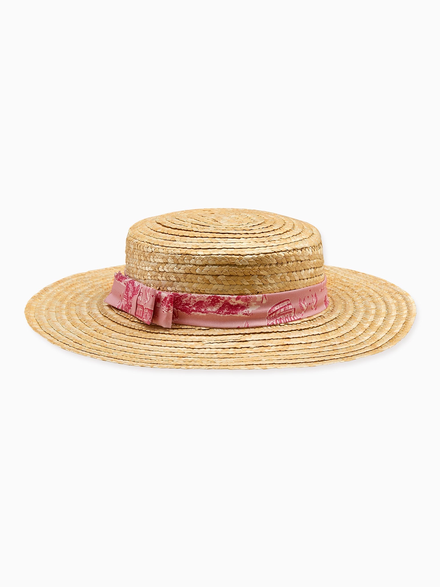 Nicky Hilton x La Coqueta Pink Toile de Jouy Portia Girl Straw Hat