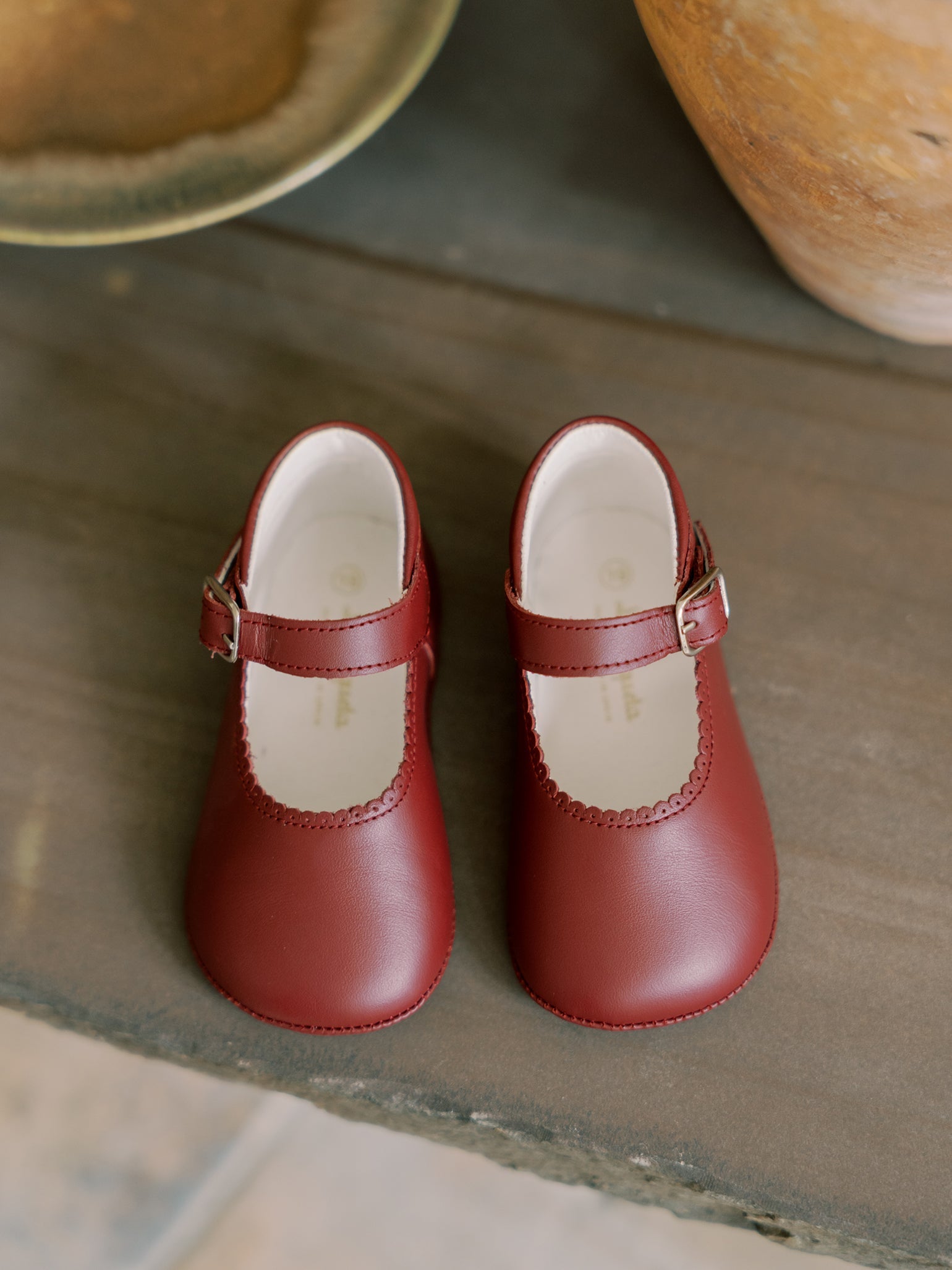 Burgundy Leather Baby Mary Jane Shoes