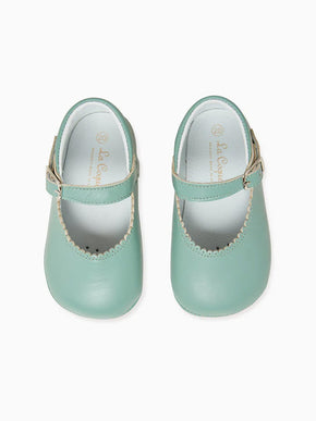 Pale Green Leather Baby Mary Jane Shoes