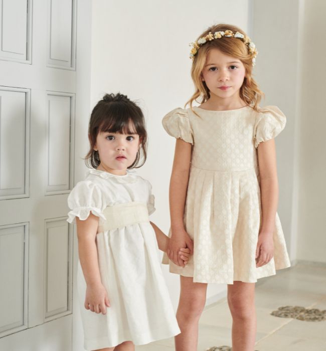 Ivory Santina Smock Ceremony Girl Dress | La Coqueta Kids UK
