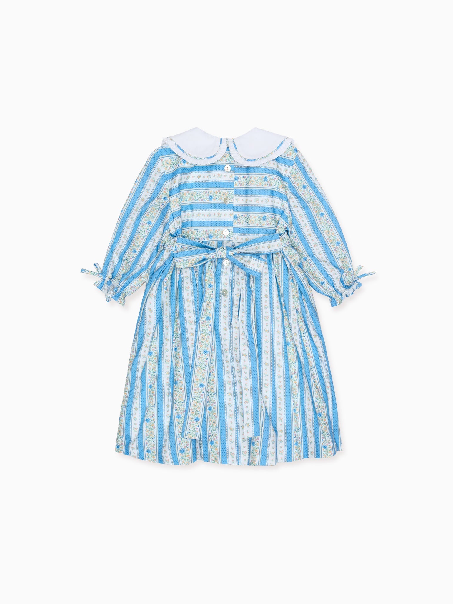 Blue Floral Stripe Provenza Girl Dress