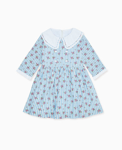 Blue Stripe Provenza Girl Fit And Flare Dress
