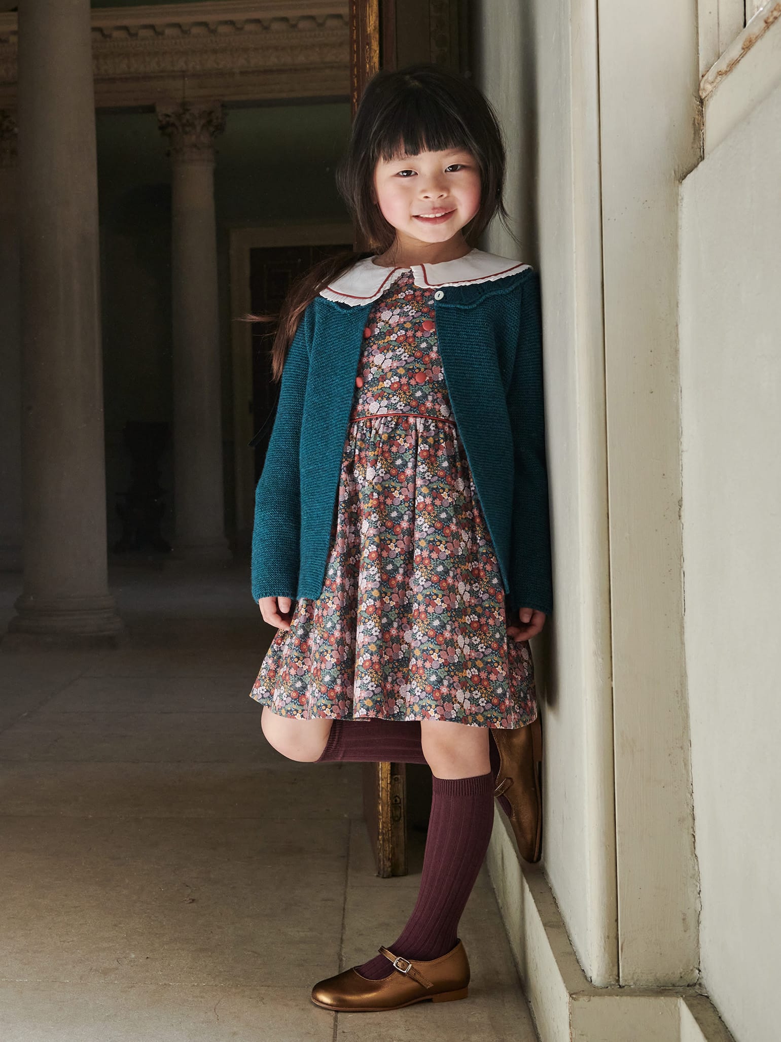 Navy Floral Provenza Girl Dress