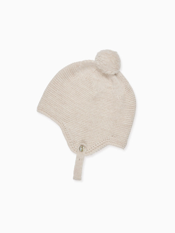Oatmeal Melange Renta Merino Baby Knitted Bonnet