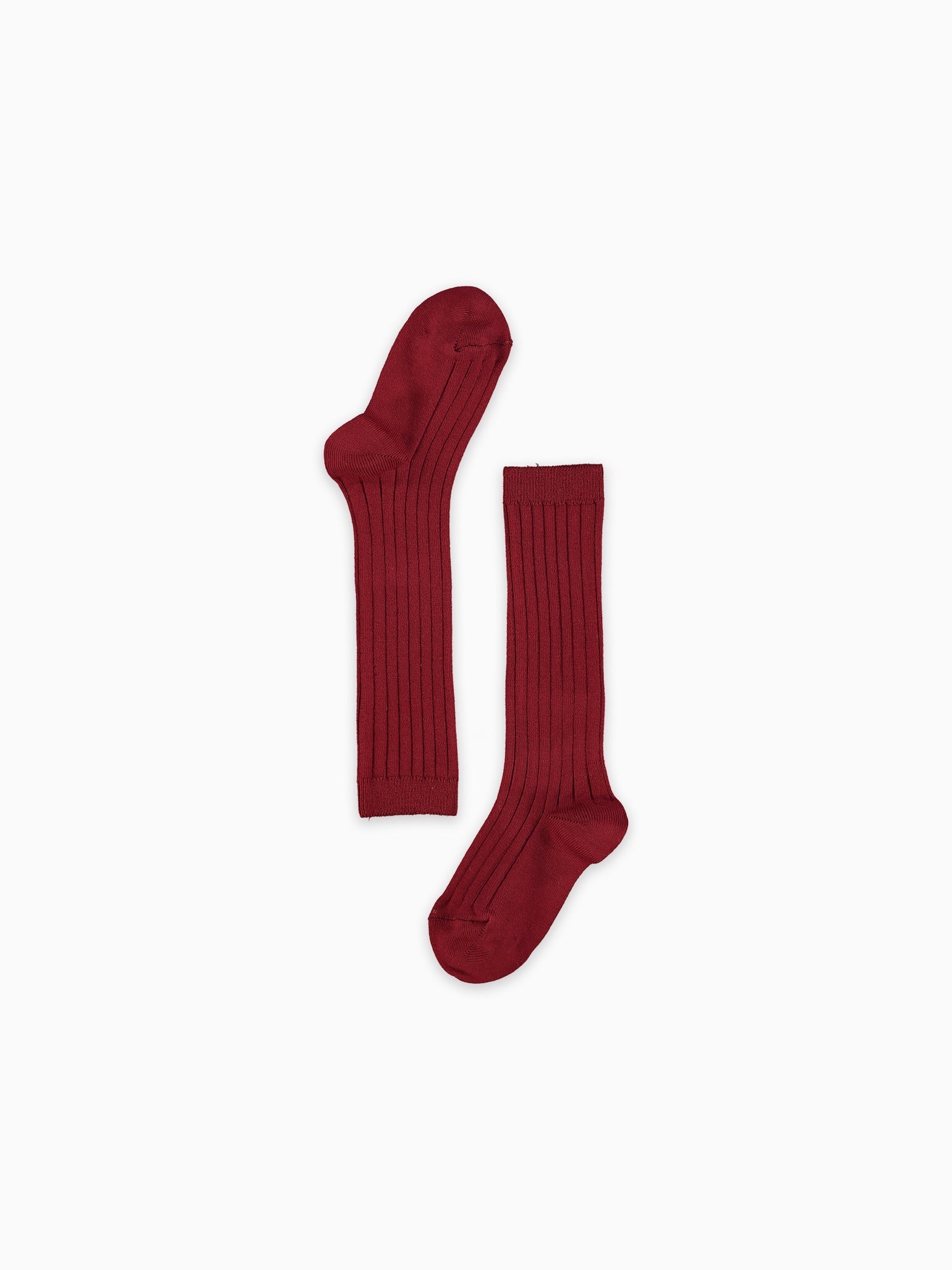 Burgundy Ribbed Knee High Kids Socks