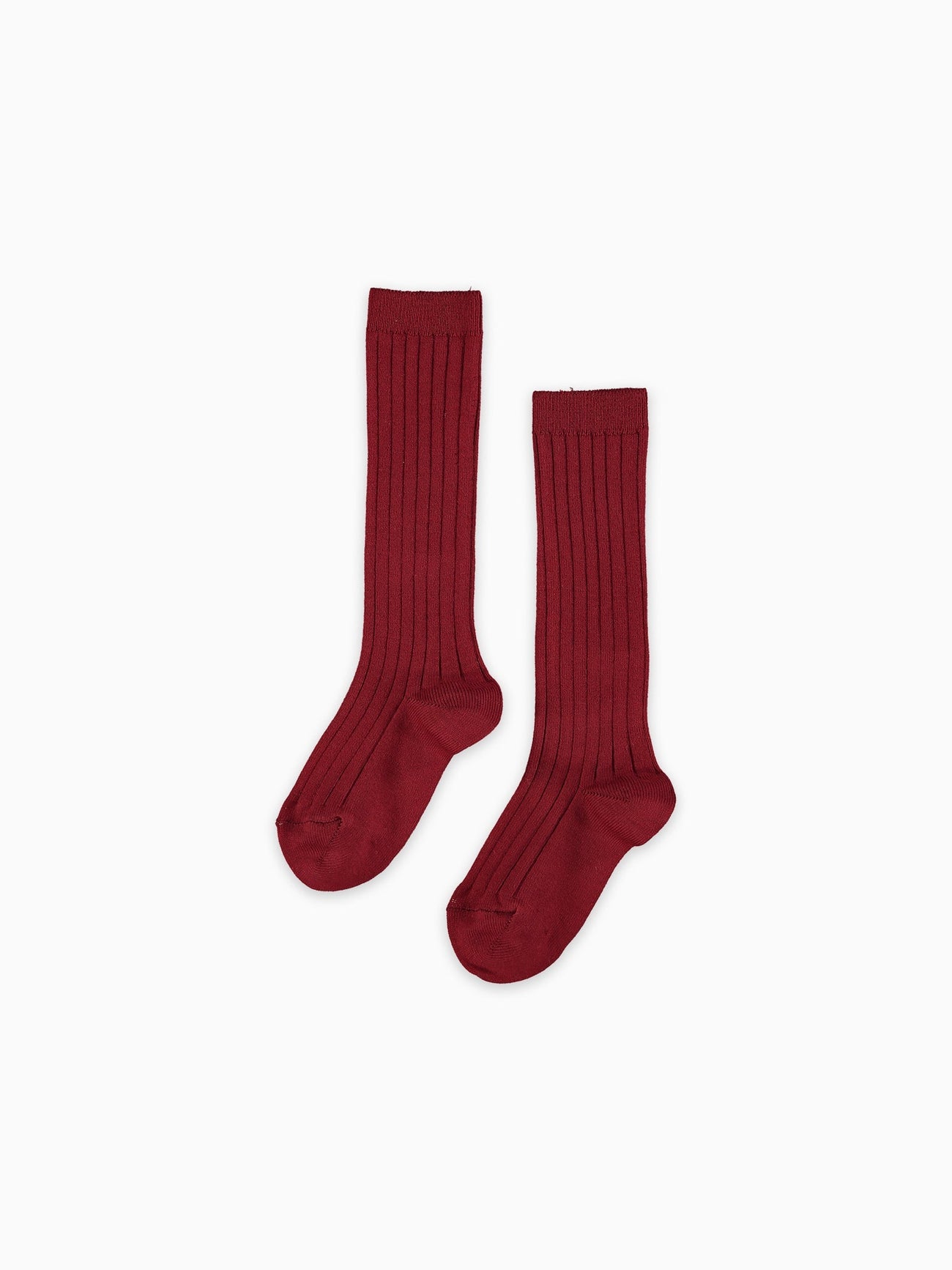 Burgundy Ribbed Knee High Kids Socks