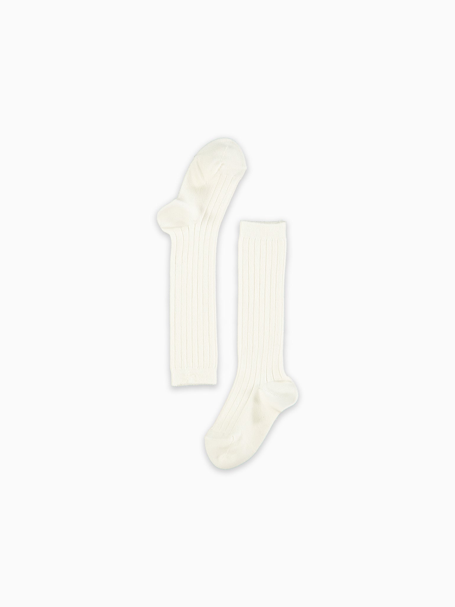 Off White Ribbed Knee High Kids Socks