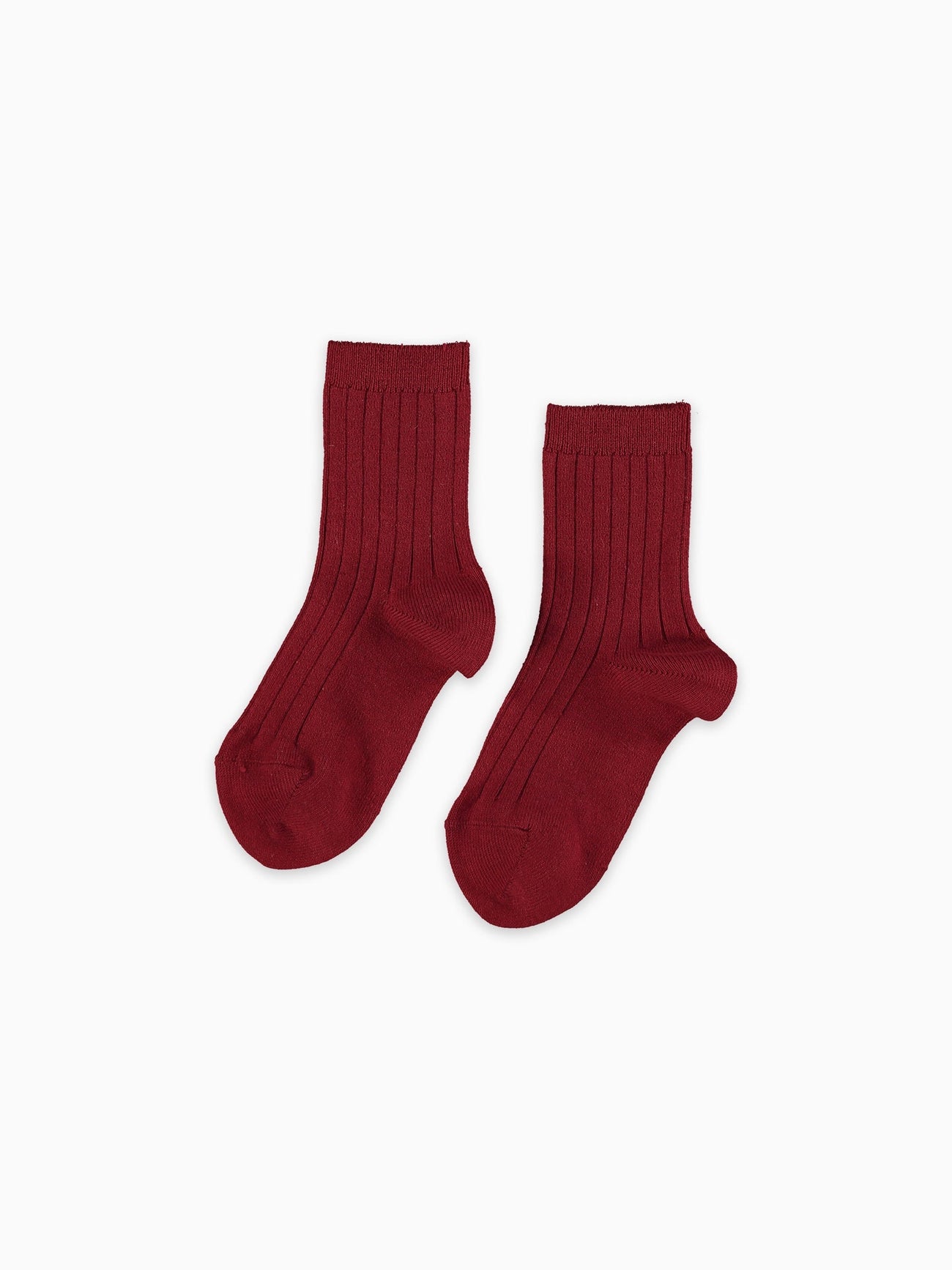 Burgundy Ribbed Short Kids Socks