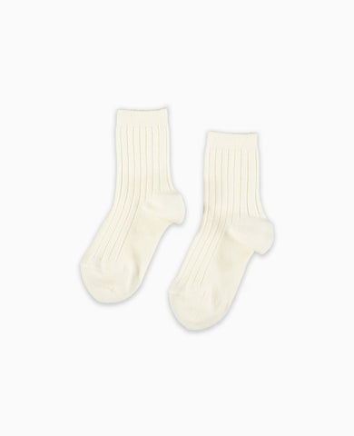 Off White Ribbed Short Kids Socks