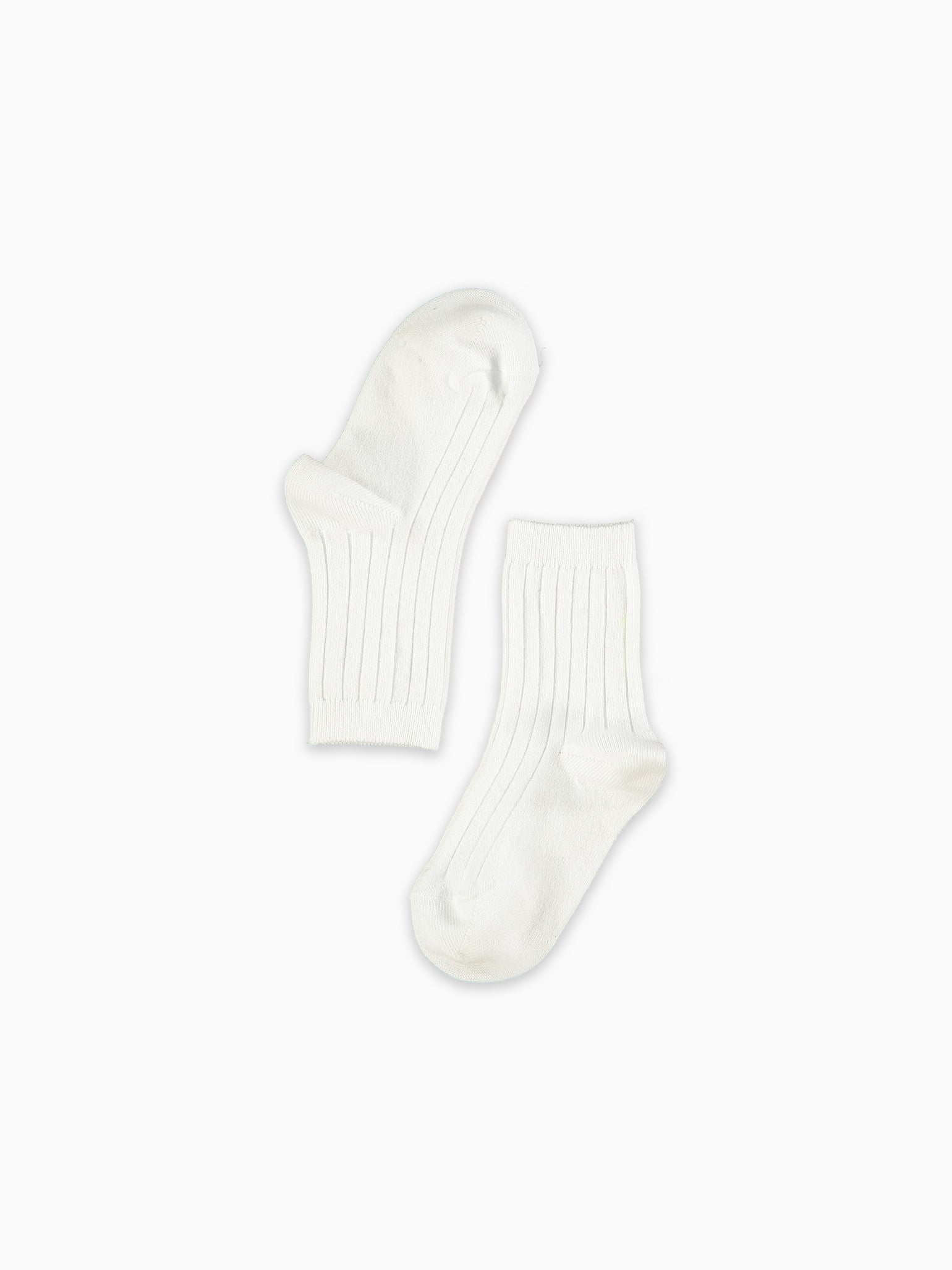 White Ribbed Short Kids Socks