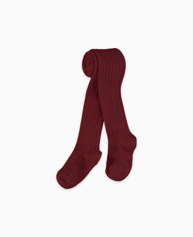 Burgundy Ribbed Kids Tights