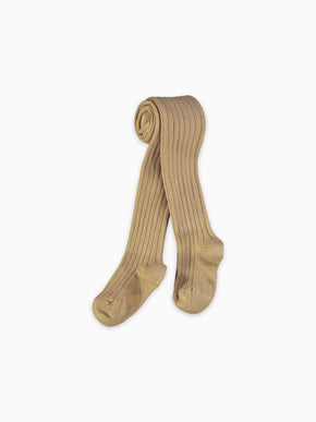 Camel Ribbed Kids Tights