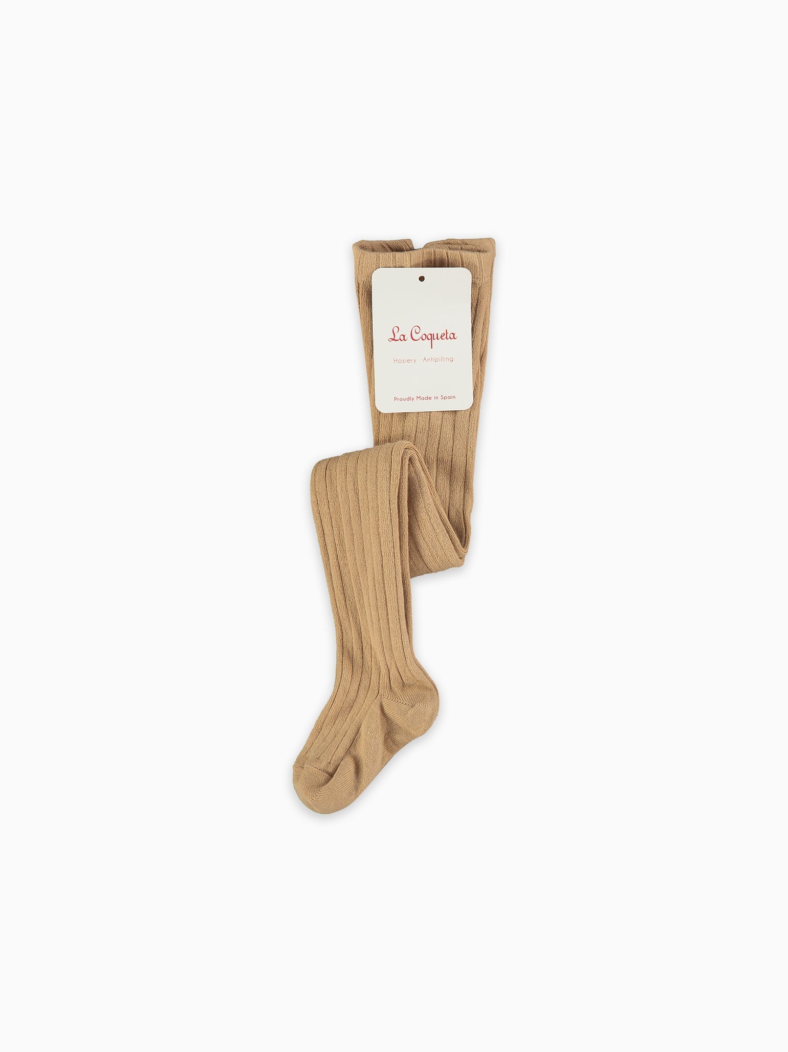 Camel Ribbed Kids Tights