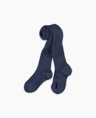 Indigo Ribbed Kids Tights