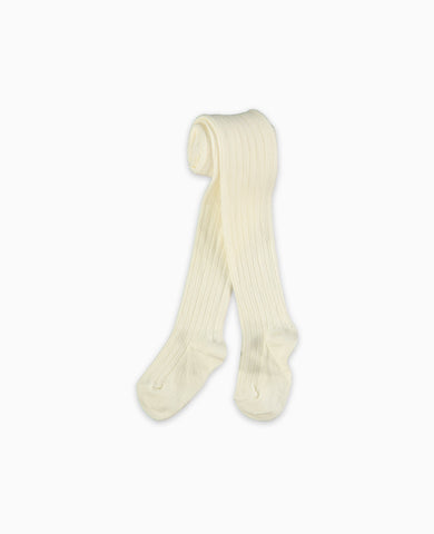 Off White Ribbed Kids Tights