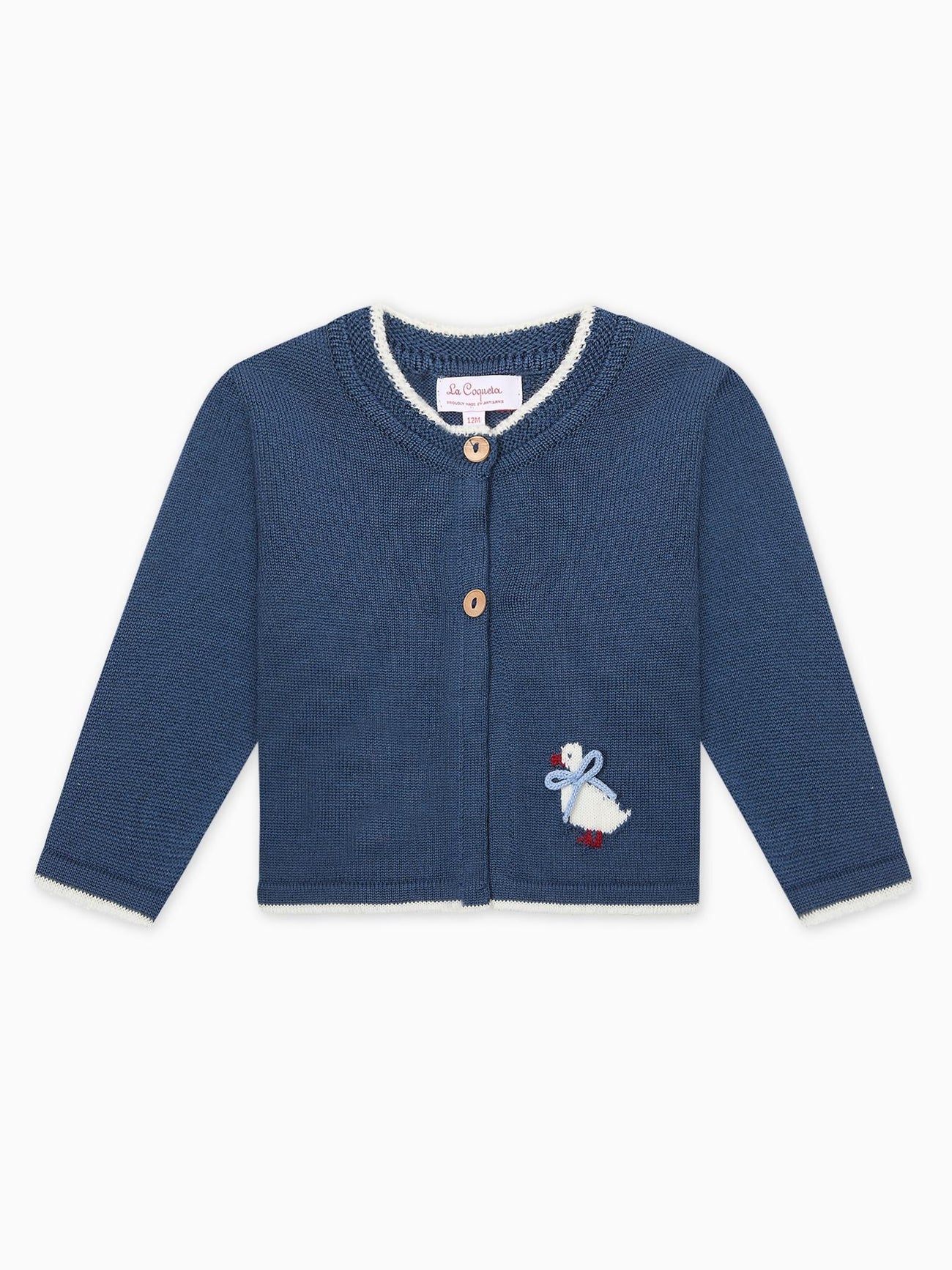 Petrol Blue Rain Merino Baby Cardigan