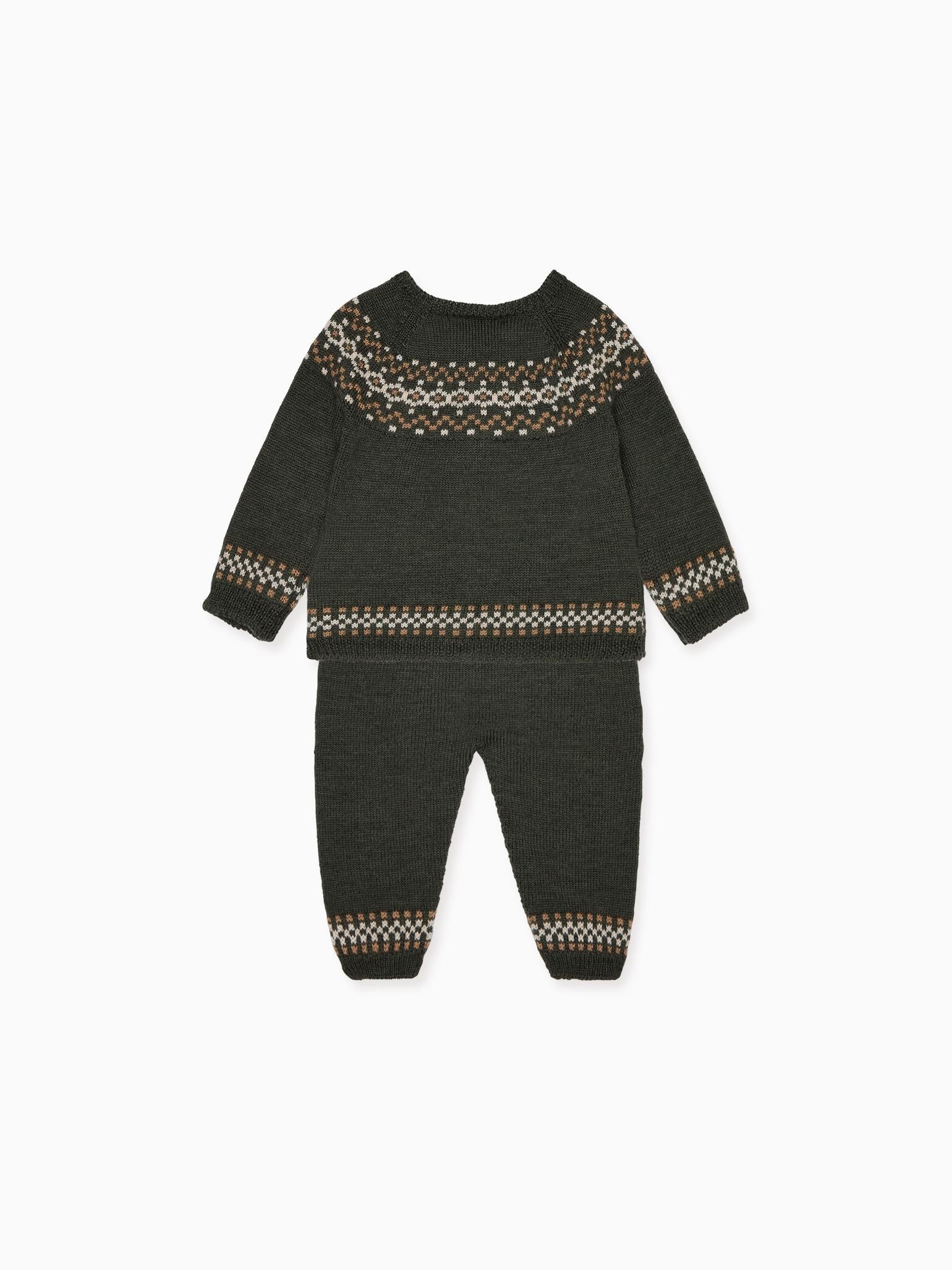 Olive Ramiro Merino Fair Isle Baby Knitted Set