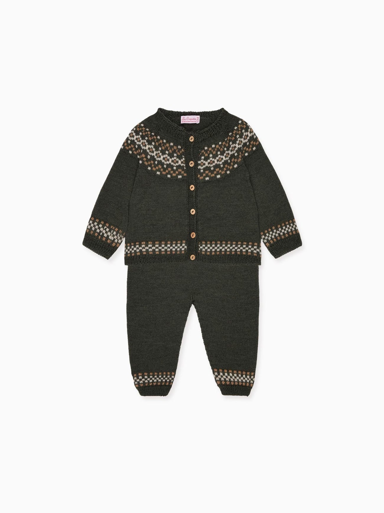 Olive Ramiro Merino Fair Isle Baby Knitted Set