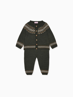 Olive Ramiro Merino Fair Isle Baby Knitted Set