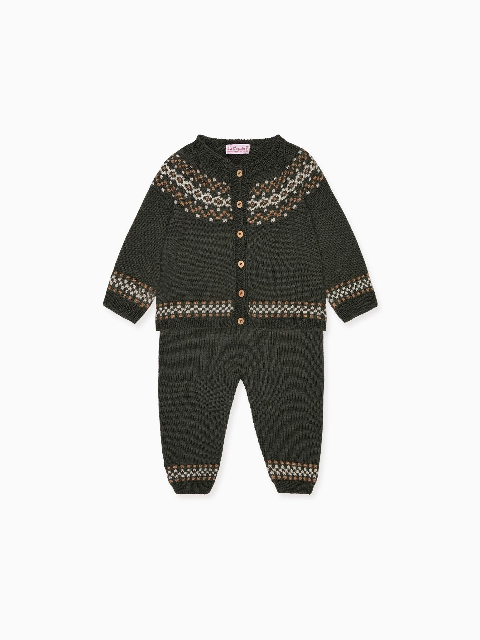 Olive Ramiro Merino Fair Isle Baby Knitted Set