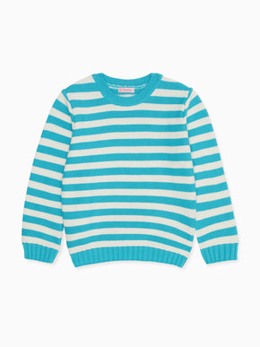 Aqua Stripe Ramon Boy Cotton Sweater