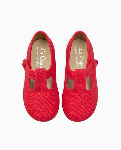 Red Pedro Canvas Baby T-Bar Espadrille