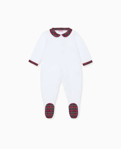 Red Tartan Lindo Baby Sleepsuit